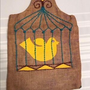 VINTAGE HOMESPUN POTATO SACK BAG TOTE TABLET BROWN YELLOW. FALL